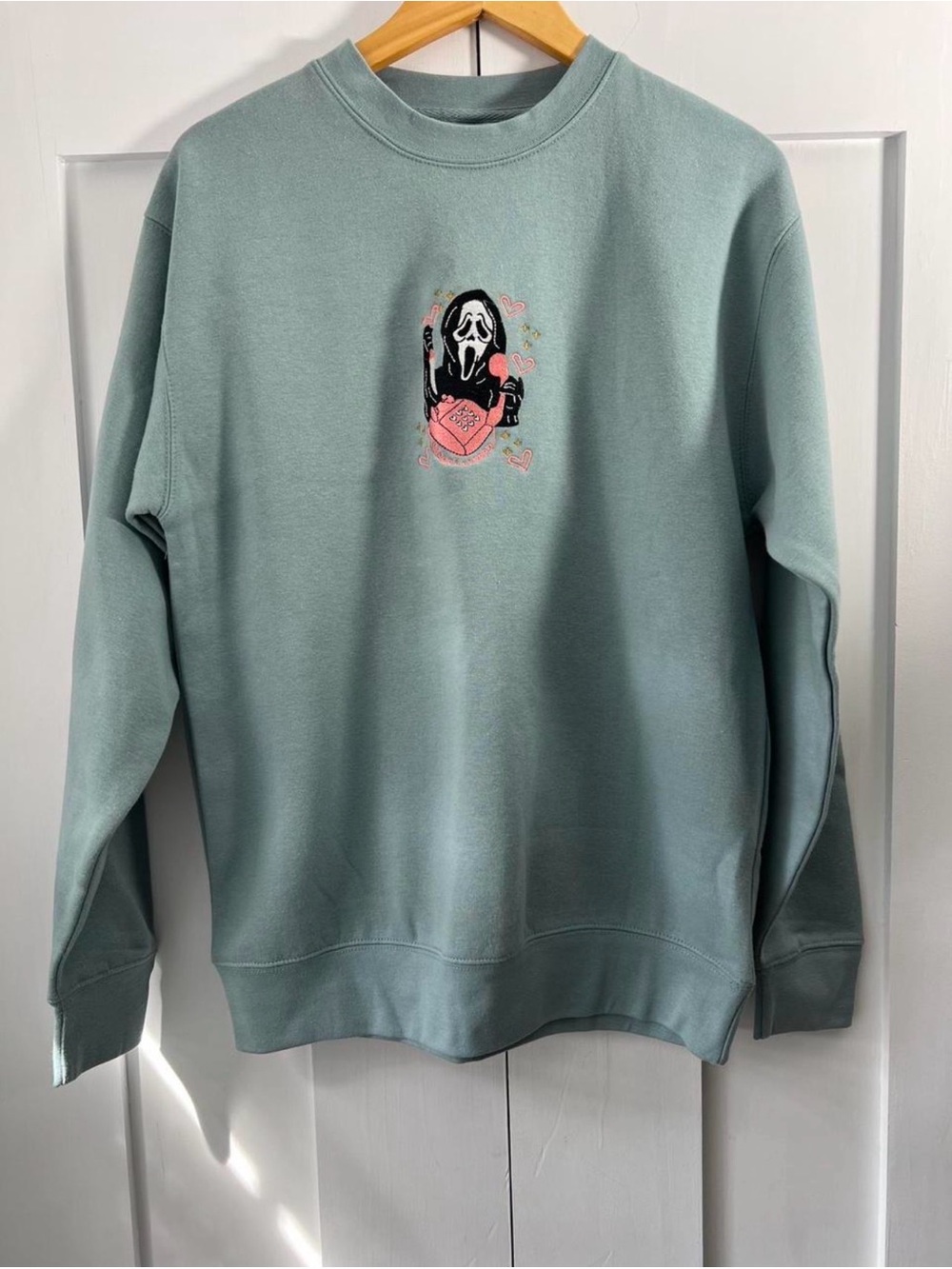 Ghostface embroidered Dusty blue sweatshirt